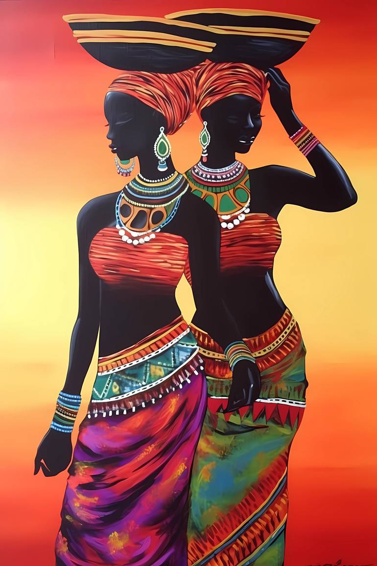 African Femininity - wall art poster Painting by Mohammed Ziti