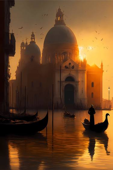 Venice Epic Golden light - Seascape Oil Painting thumb