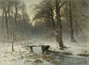 A January Evening in the Woods of The Hague, by Louis Apol, 1875. thumb