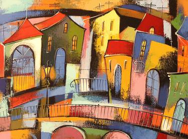 Fairytale town #4. Photo of Acrylic Painting on Canvas thumb