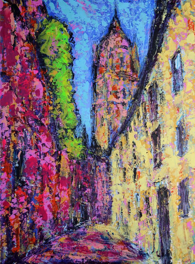 Original Abstract Cities Painting by Mohammed Ziti
