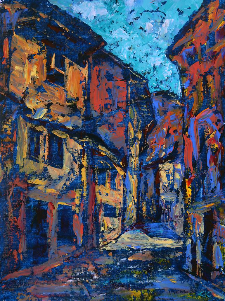 Original Abstract Architecture Painting by Mohammed Ziti