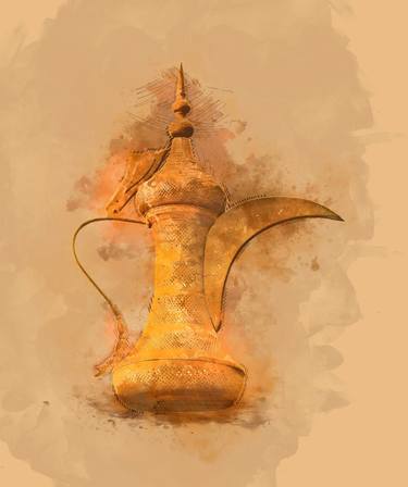 Dallah Painting - the Traditional arabic coffee pot thumb