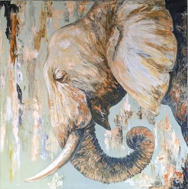 "African Elephant'' Canvas Painting thumb