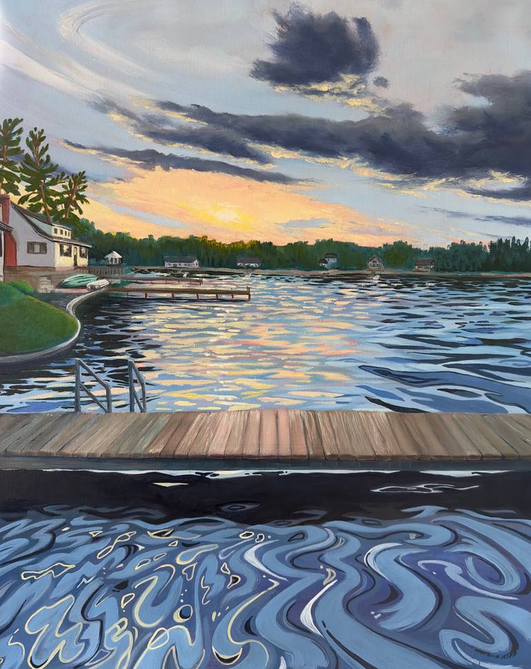 Original Water Painting by Lynn Ricci | Realism Art on Linen | Summer Blues