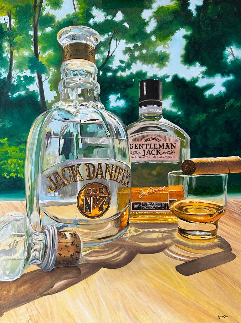 Original Food & Drink Painting by Lynn Ricci | Contemporary Art on Canvas | Jack Daniel's Afternoon #1