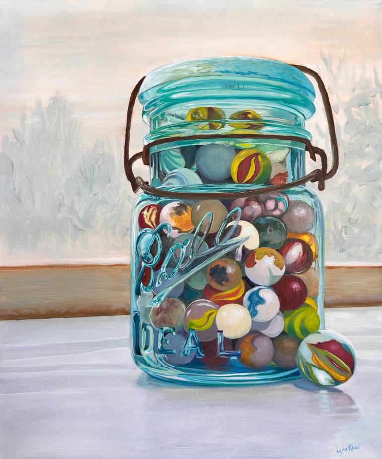 Original Still Life Painting by Lynn Ricci | Contemporary Art on Canvas | Keeping My Marbles