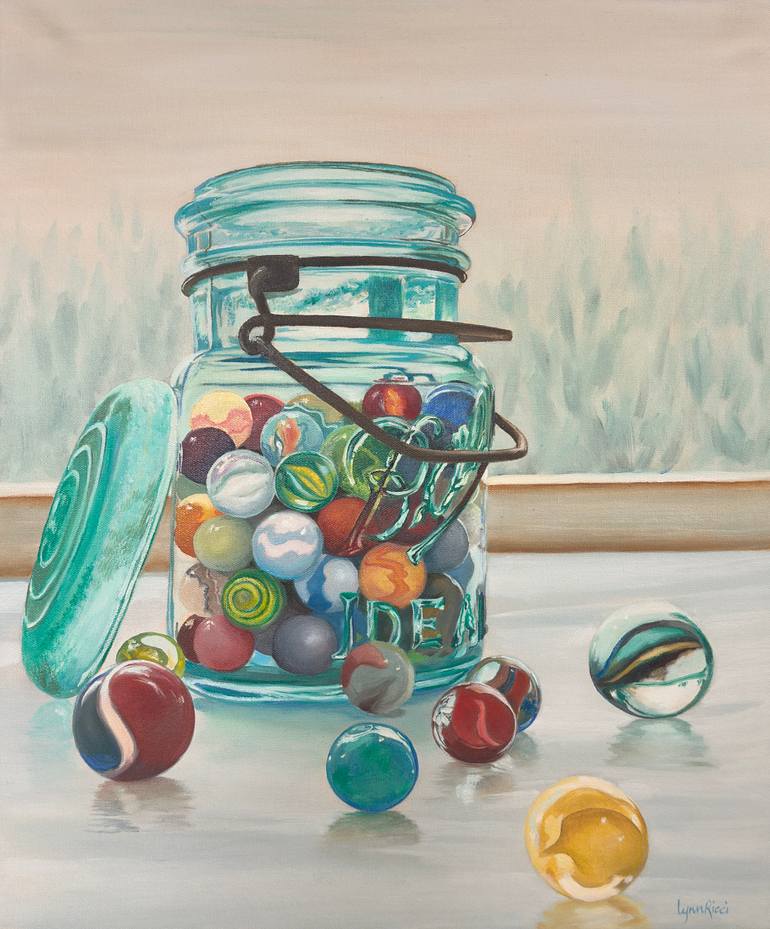 Original Still Life Painting by Lynn Ricci | Contemporary Art on Canvas | Losing My Marbles