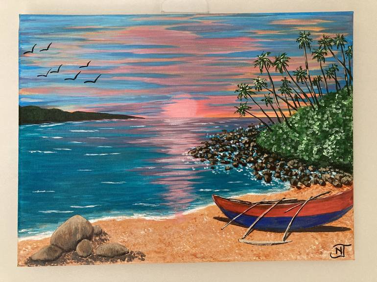 Original Beach Painting by Nuwanthi Jayaweera