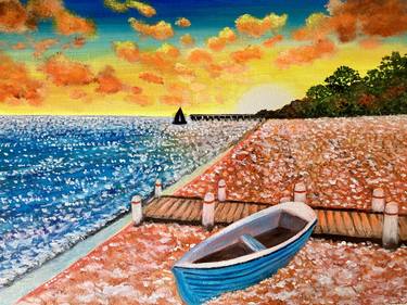 Original Impressionism Beach Paintings by Nuwanthi Jayaweera