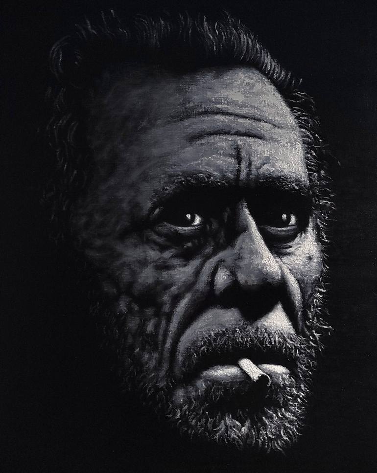 Charles Bukowski Painting by Joey Toet