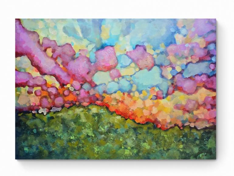 Original Abstract Expressionism Landscape Painting by Bernadetta Dziubinski