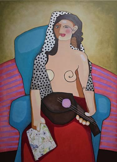Original Abstract Expressionism People Painting by Bernadetta Dziubinski