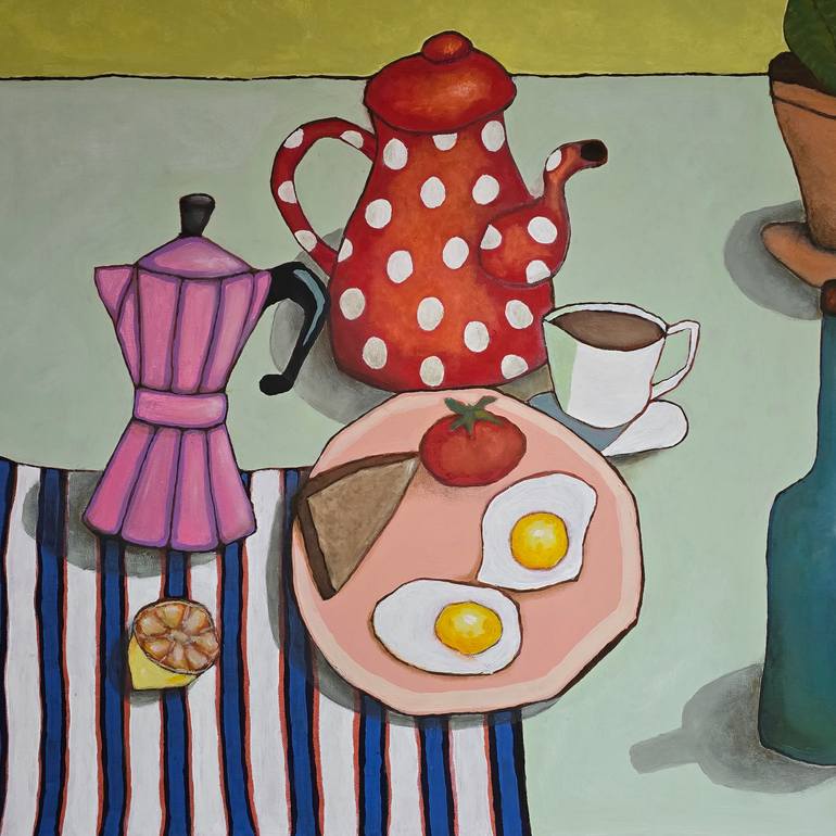 Original Abstract Expressionism Still Life Painting by Bernadetta Dziubinski