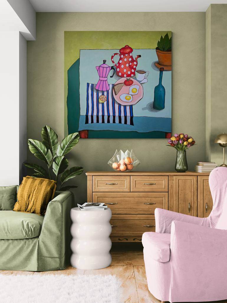 Original Abstract Expressionism Still Life Painting by Bernadetta Dziubinski