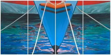 Original Figurative Boat Paintings by François Van den Bogaert