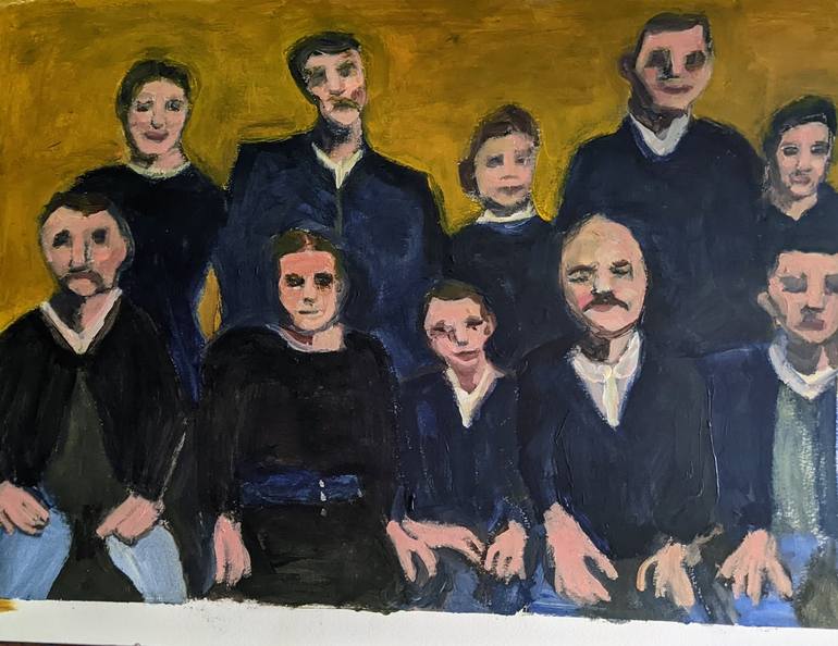 Original Post-impressionism Family Painting by Karen Buzzard