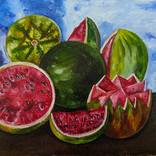 Viva la Vida, Watermelons (by Frida Kahlo) Painting by Elliott Bird