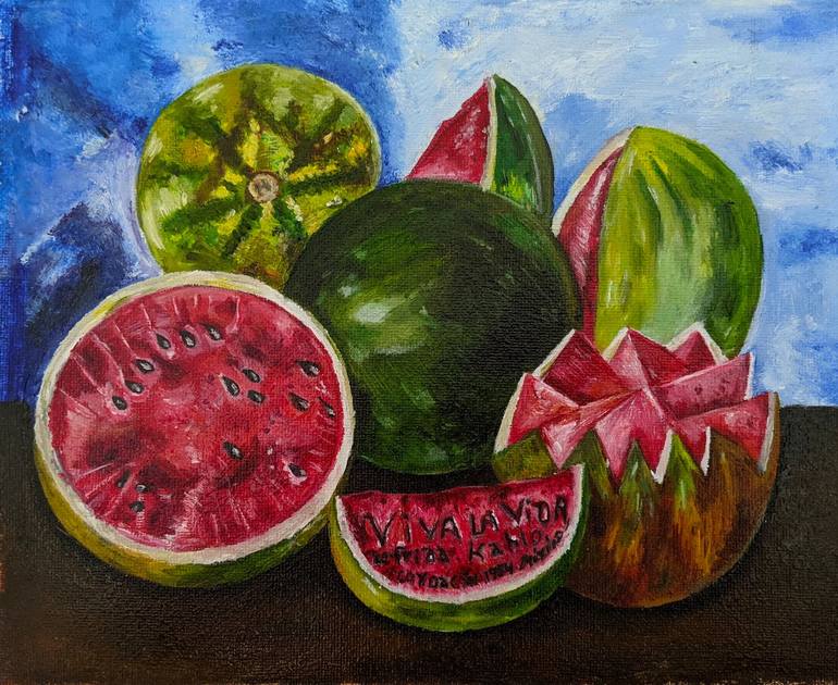 Viva la Vida, Watermelons (by Frida Kahlo) Painting by Elliott