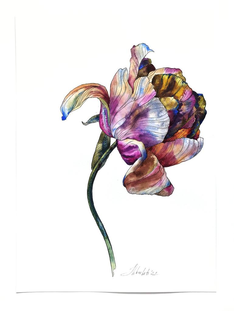 Original Floral Mixed Media by Oksana Shkrebets