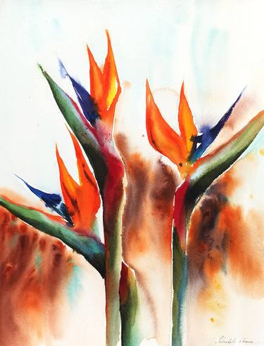 Print of Expressionism Floral Paintings by Oksana Shkrebets