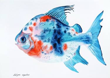 Original Expressionism Fish Paintings by Oksana Shkrebets