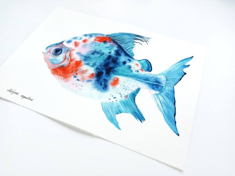 Original Contemporary Fish Painting by Oksana Shkrebets