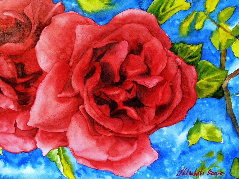 Original Contemporary Floral Painting by Oksana Shkrebets