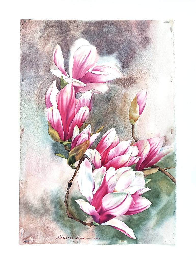 Original Floral Painting by Oksana Shkrebets