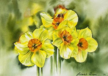 Original Fine Art Floral Paintings by Oksana Shkrebets