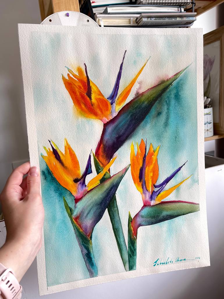 Original Contemporary Floral Painting by Oksana Shkrebets