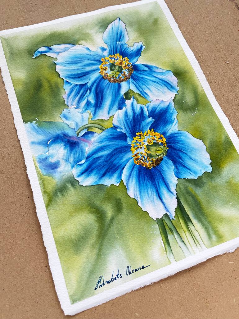 Original Contemporary Floral Painting by Oksana Shkrebets