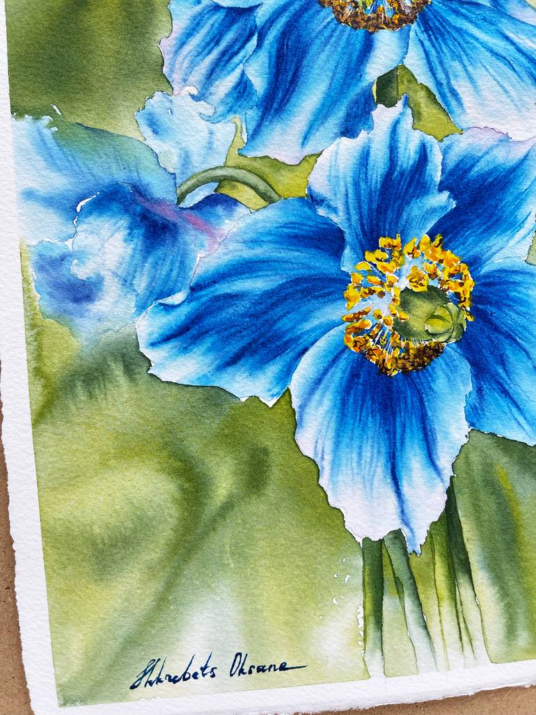 Original Contemporary Floral Painting by Oksana Shkrebets