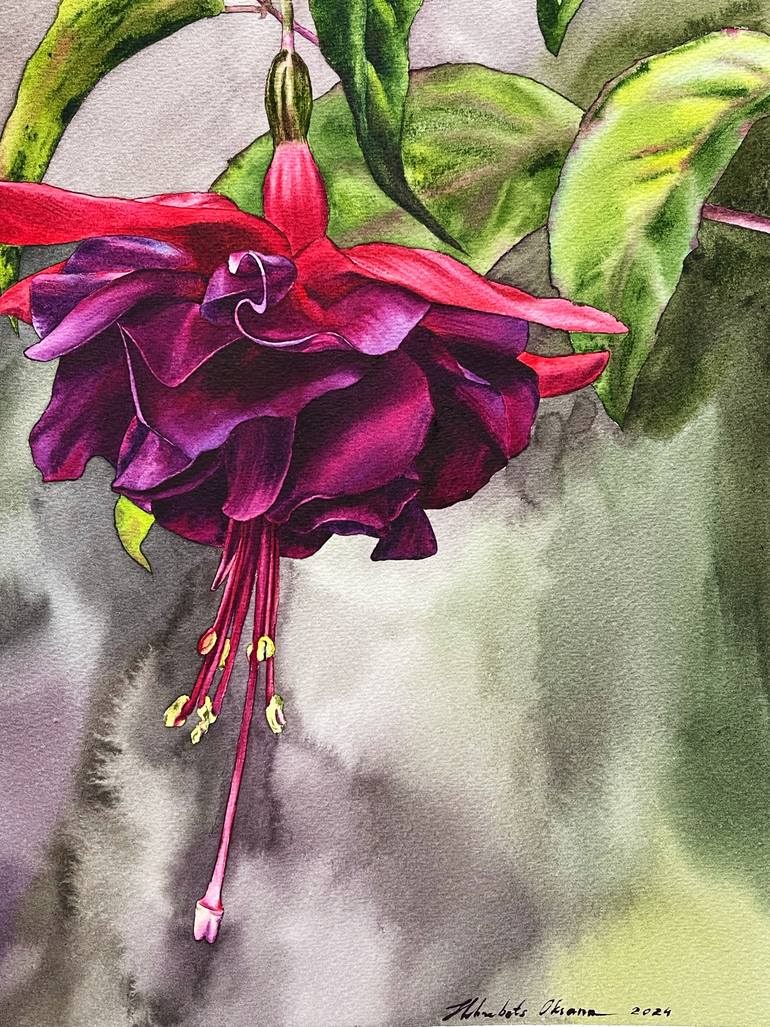 Original Contemporary Floral Painting by Oksana Shkrebets