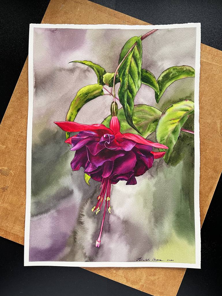 Original Contemporary Floral Painting by Oksana Shkrebets