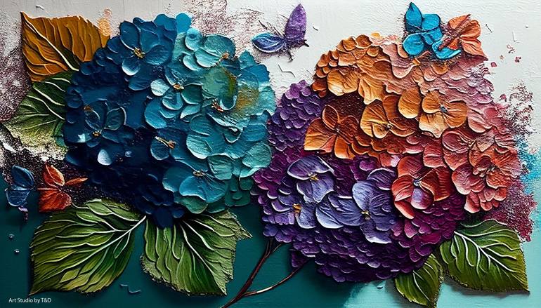 Hydrangeas Original Mixed Media popular Painting