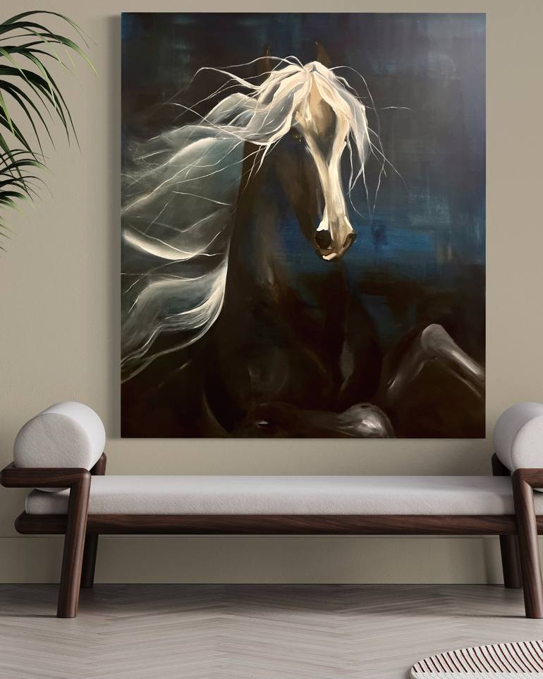 Original Abstract Expressionism Horse Painting by Tamara Andjus