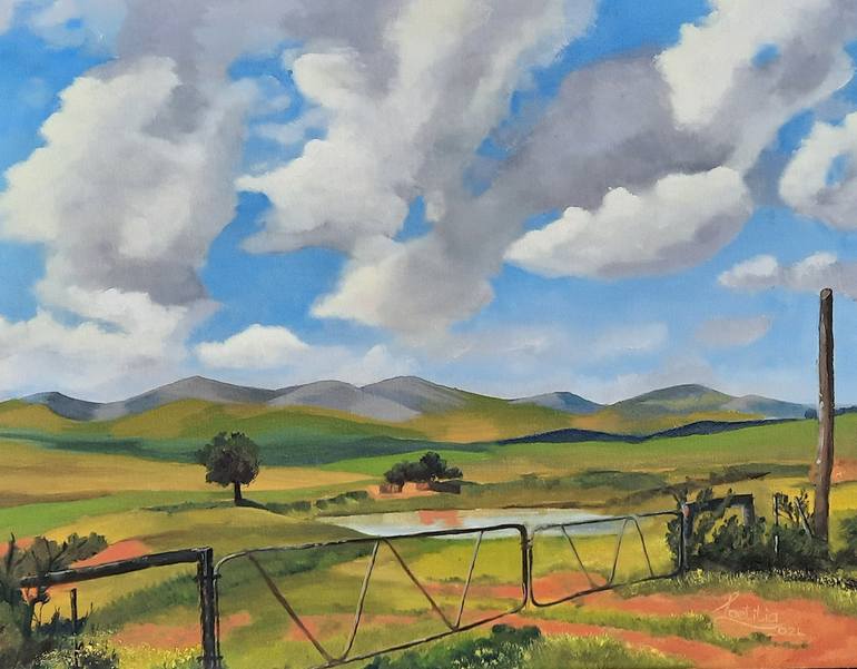 Original Landscape Painting by Laetitia Berry | Realism Art on Canvas | Beyond the farm gate