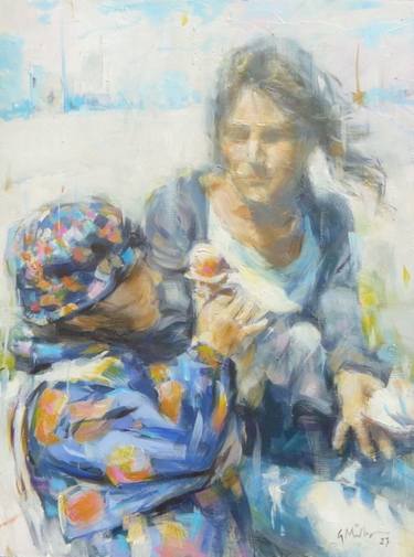 Original Figurative Family Paintings by Gerry Miller