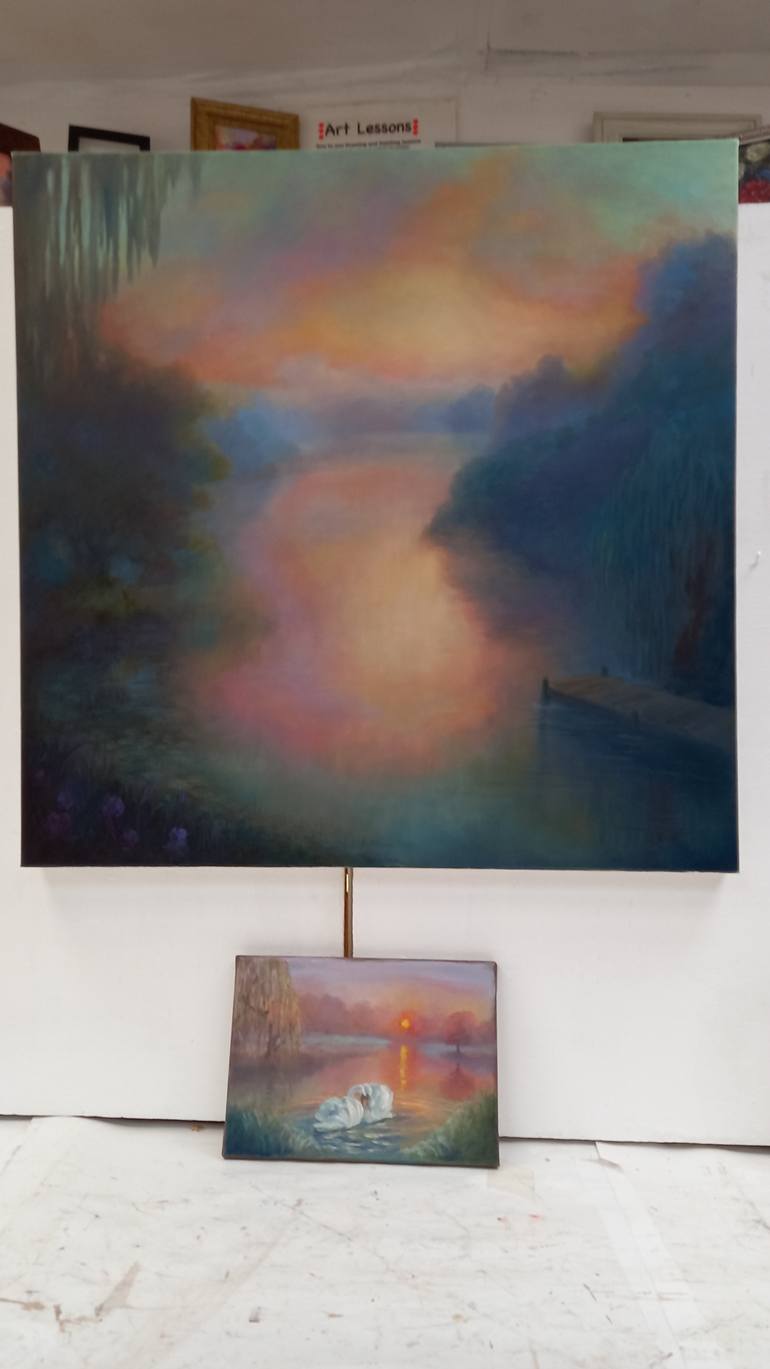 Original Art Nouveau Landscape Painting by Lee Campbell