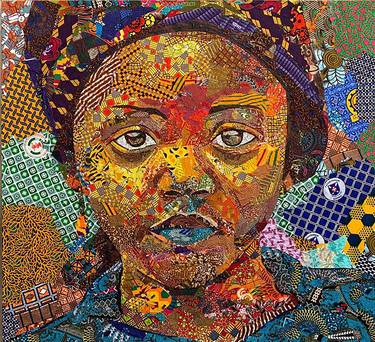 Original Abstract Expressionism Portrait Collage by kofi Owusu