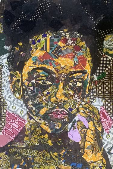 Original Abstract Expressionism Portrait Collage by kofi Owusu