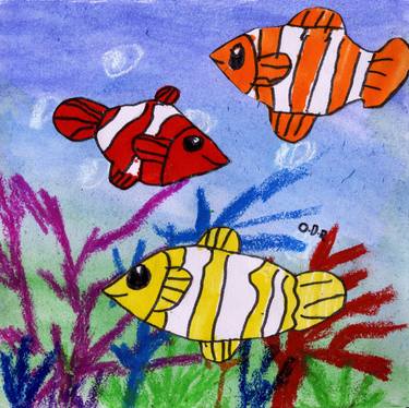 Original Fish Mixed Media by Osberht Rees