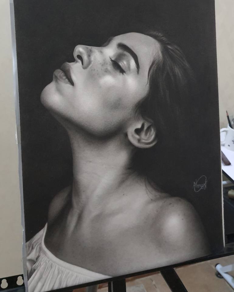 Original Portraiture People Drawing by Ahmed Alhussain