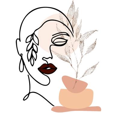Female Line Art, Single Line Floral Art, Woman's Face Drawing thumb