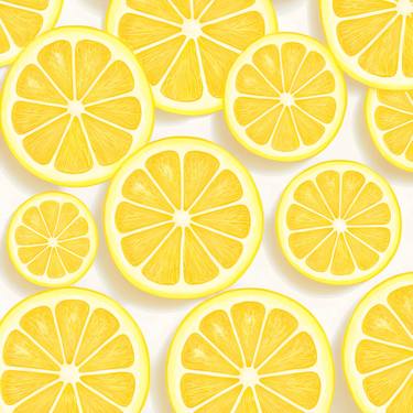 Lemon Slices Pattern, Yellow Lemon Painting, Lemon thumb