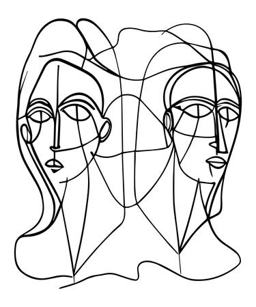 Friends quarrel abstract line illustration thumb