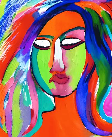 Print of Abstract Women Paintings by Mounir Khalfouf