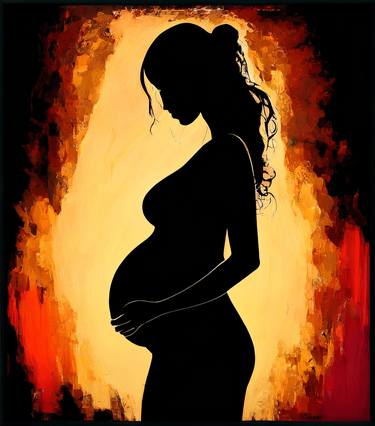 Watercolor Pregnancy Sketch Canvas Painting thumb