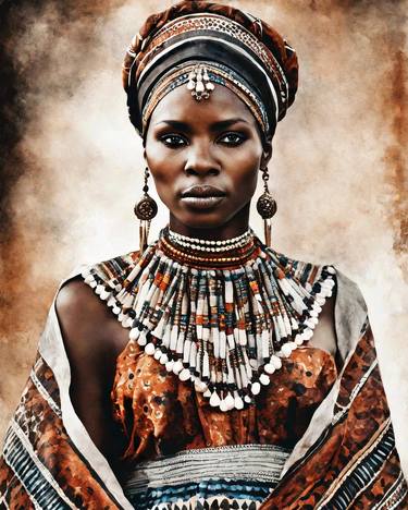 African Tribal Woman With Traditionnal Accessories thumb